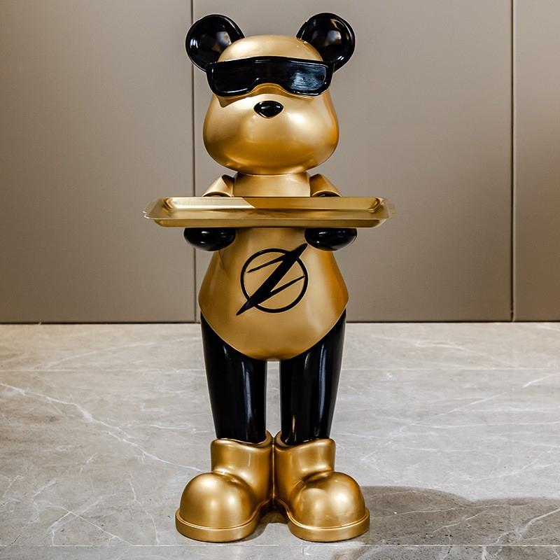 Cartoon Bear Figurines Living Room Tray Ornament Luxury Multifunctional Tissue Box Figurines Modern Home Decoration Ornament