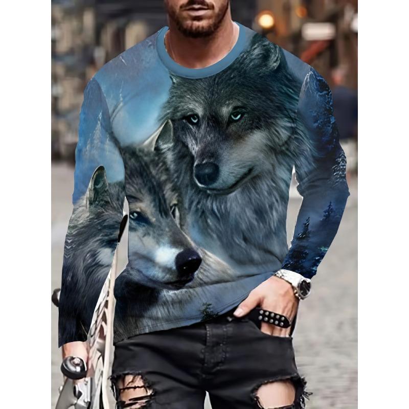 Men's Long Sleeve 3D Printed Music Guitar Printed Tops Christmas Party Casual Men's Fashion Round Neck Long Sleeve