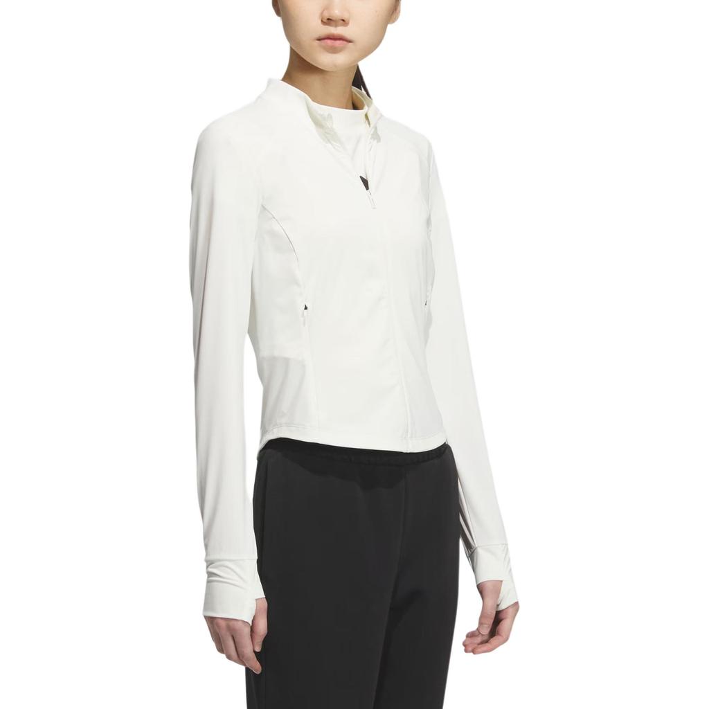 adidas Tech Knit Logo Solid Color Sun Protection Slim Fit Stand Collar Long Sleeve Jacket Women Jacket Han-Jade-White KE5779
