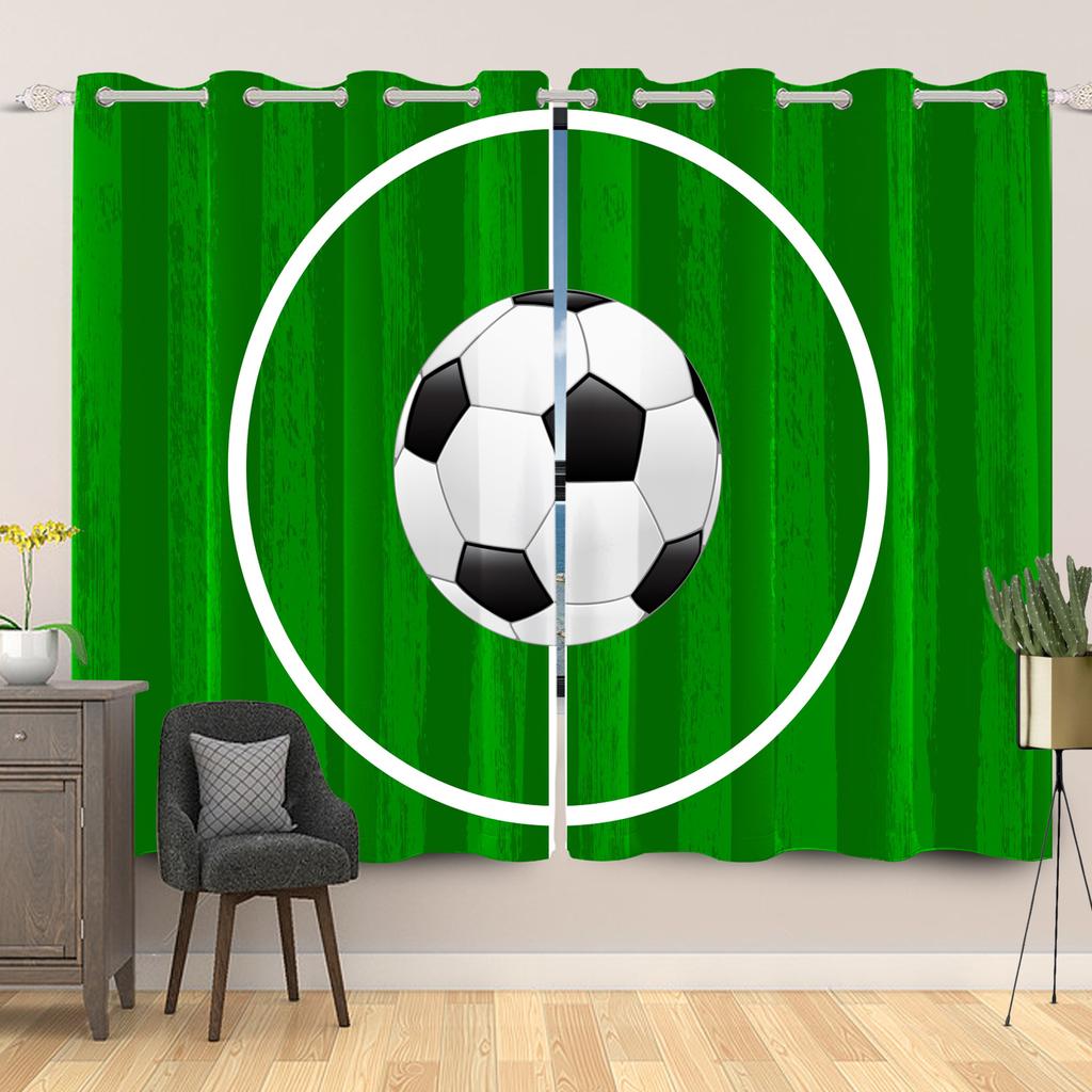 Light Blocking Sports Themed Curtains Multiple Designs Fan Bedroom Living Room Decor Top Window Drapes Curtain Polyester With Grommet Washable Ready