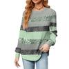 Fashionable Women's Long Sleeved Striped Printed Lightweight Sweater With Loose Round Neck Top