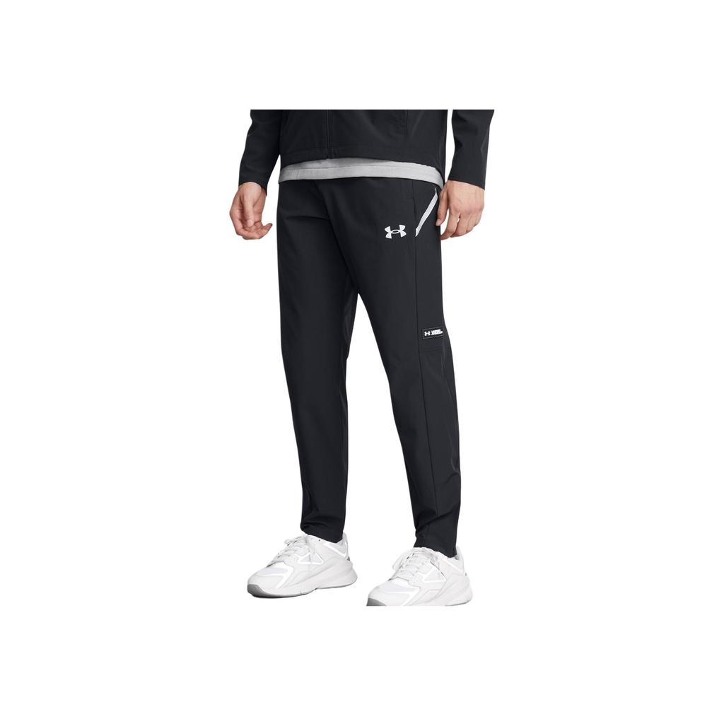 Under Armour Woven Series FW24 Brand Logo Waterproof Loose Comfortable Work Casual Pants Men Pants Black Reflective 1389256-001
