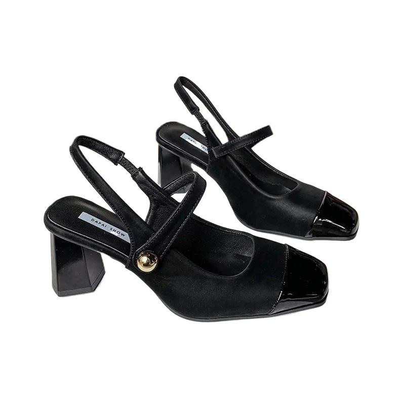 Fashion Women's Shoes 2025 Summer Slingbacks Women's High Heels Fashion Buckle Shoes Women New Office Pumps Ladies Square Toe Sandals