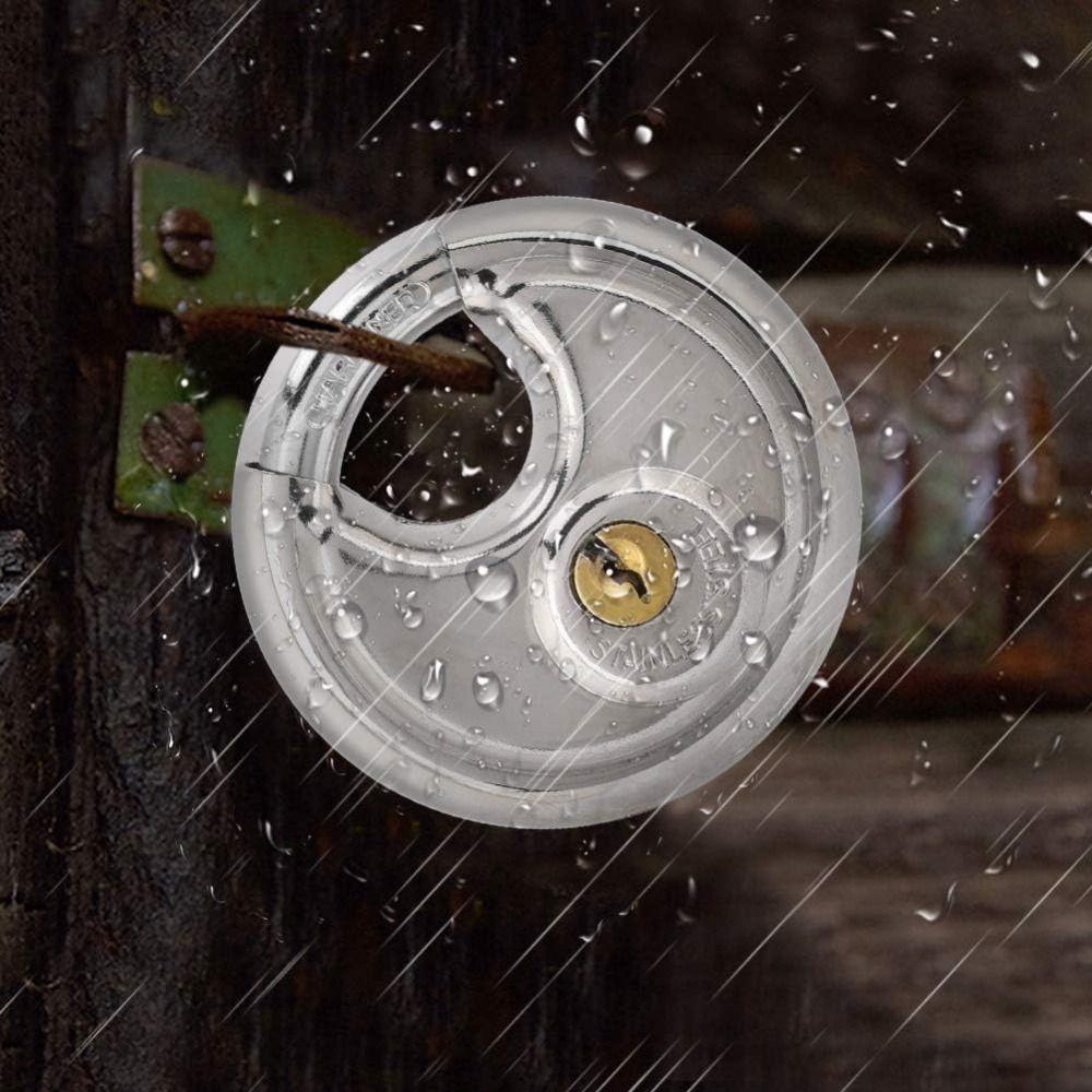Stainless Steel Disc Locking Padlock Compact Security Lock Durable Round Disc Lock  Indoor Use