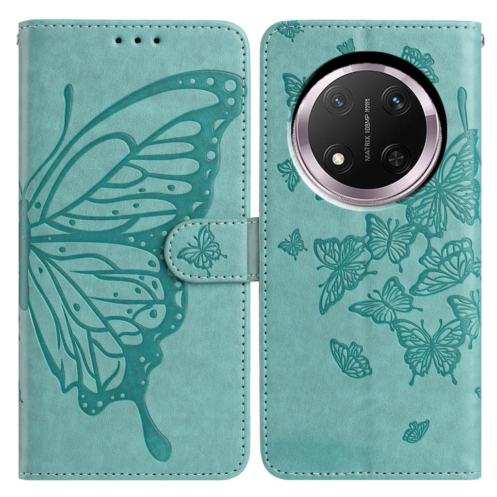 Wallet Stand Case for Honor X9c 5G/X60 Pro 5G/Magic7 Lite 5G Butterfly Imprinted PU Leather Flip Phone Cover with Strap