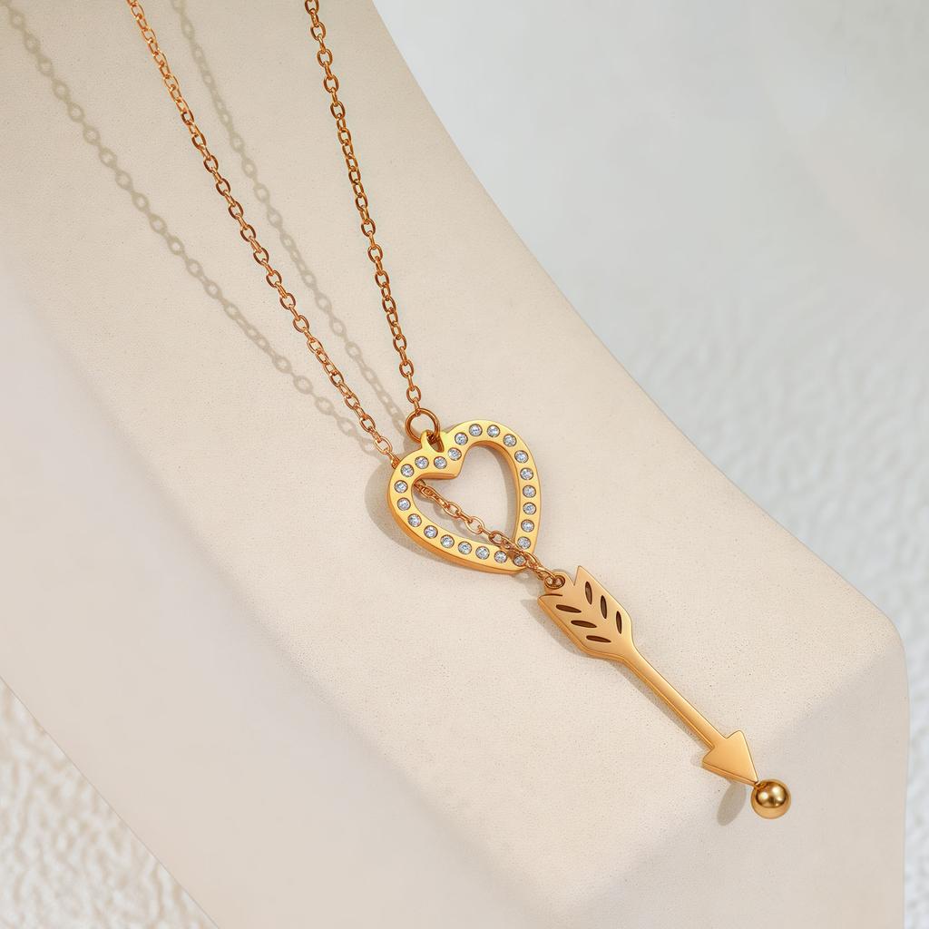 Stainless Steel Love Tassel Necklace, One Arrow Through The Heart Necklace, The Same Style For Girlfriend'S Valentine'S Day Gift