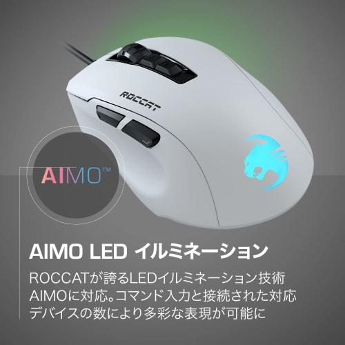 ROCCAT Gaming Mouse Kone Pure Ultra Wired PVC White/White Optical/16K/Side Button/Lightweight 66.5g/FPS RGB Windows 7 or Later [Japanese Authorized Di