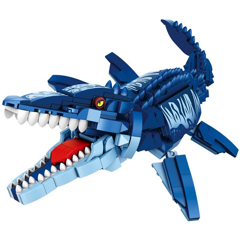 Children's Educational Dinosaur Escape Ship Toy - Carcharodontosaurus Building Blocks Gift for Boys