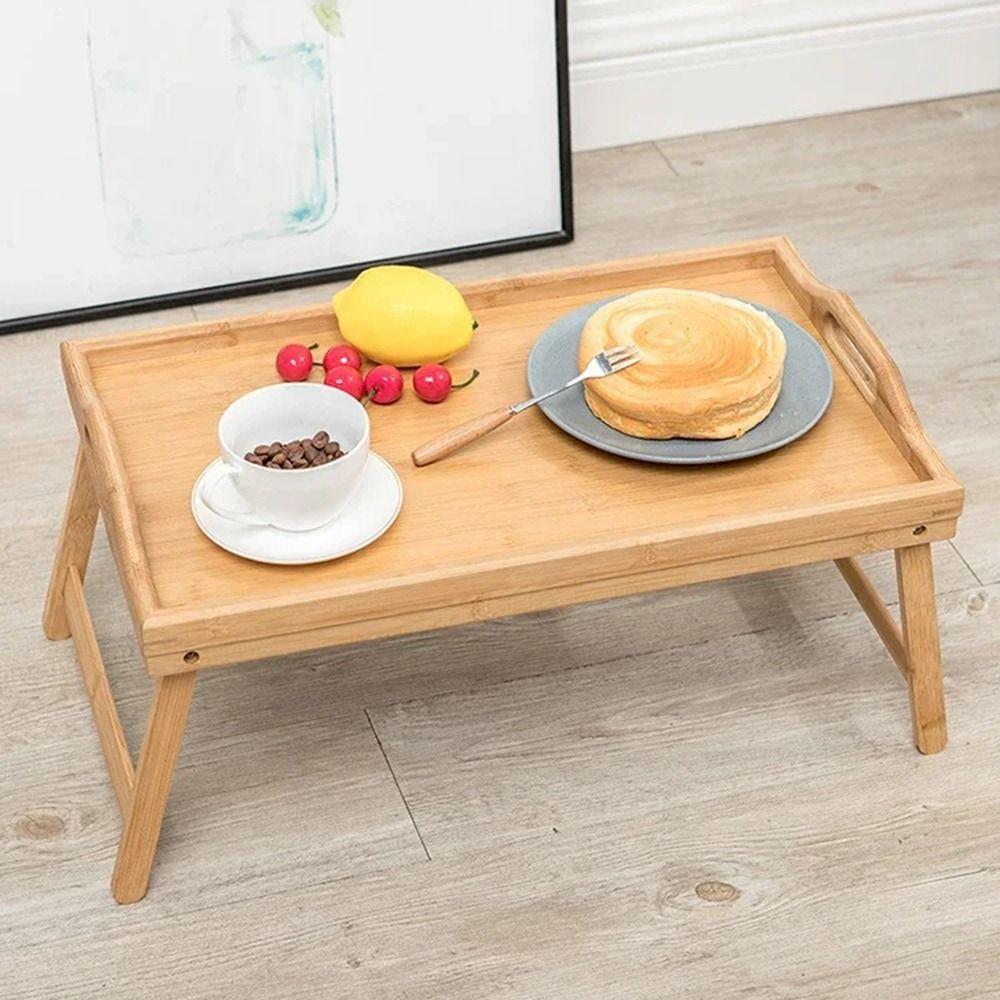 Foldable Legs Bed Tray Table with Handles Breakfast Serving Tray Computer Desk  Bedroom Furniture