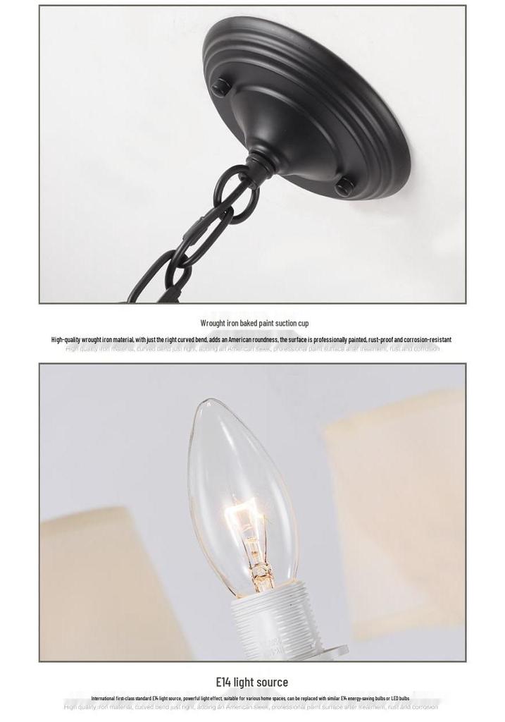American Minimalist Retro Fabric Pendant Light for Living, Dining, and Bedroom