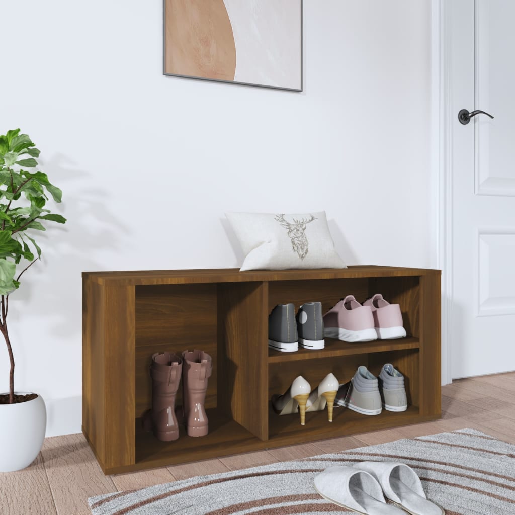 Shoe Rack Brown Oak Look 100 x 35 x 45 cm Engineered Wood