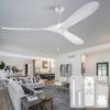 Ventilatore da soffitto da 70 pollici bianco, 3 pale in legno massello, senza illuminazione, con telecomando, funzionamento reversibile a 6 velocità e funzione di memoria della velocità