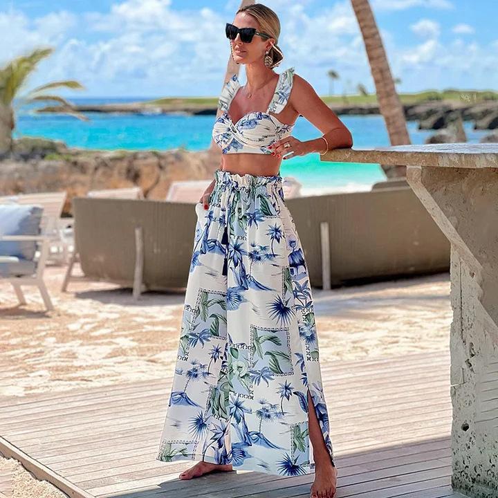 1011 European and American bikini new seaside vacation printed split swimsuit suit female explosion