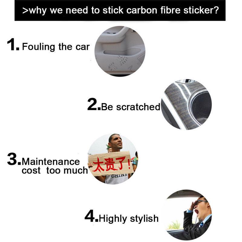 5pcs set 4D Auto Door Pedal Rear Bumper Trunk Tail Lip Carbon Fiber Protection Stickers Anti Scratch Decal Car...