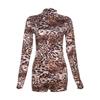 European and American Women's Fashion Trend Round Neck Long Sleeved Sexy Tight Fitting Jumpsuit
