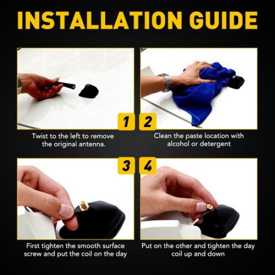 Universal Antenna Shark Radio FM/AM Fin Roof Radio Antena Carbon Fiber Bk 16CM