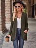 2025 Autumn Solid Color Ribbed Brushed Patchwork Long Sleeve Cardigan Jacket