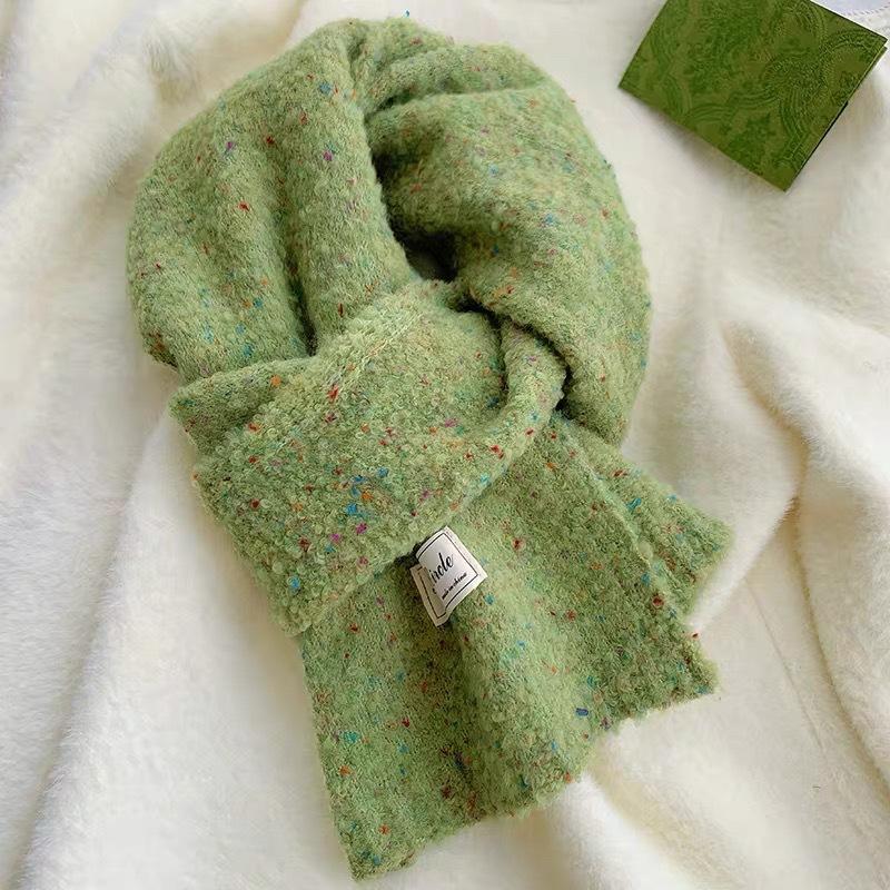 High quality~ blended knitted twist solid color thickened soft waxy scarf women's autumn and winter versatile couple scarf