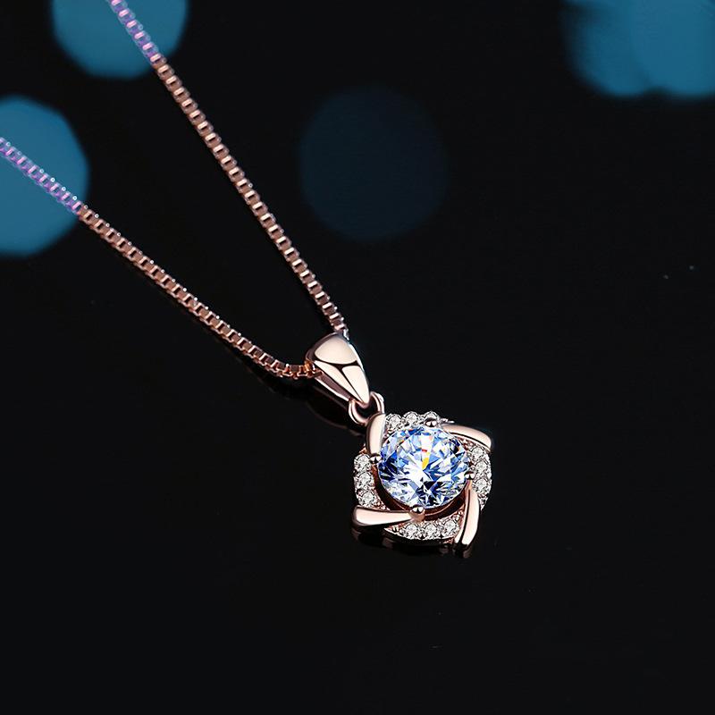 Windmill Mozzarella Diamond Pendant Femininity Collarbone Chain Sterling Silver Korean Version Fashion Rose Gold Necklace
