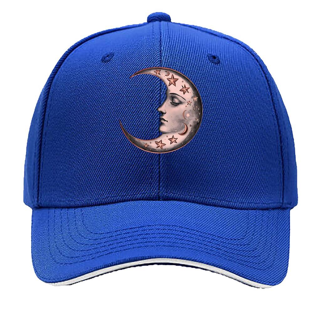 Vintage Celestial Moon Face Wall Art Sandwich Baseball Cap