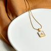 Square 26 Letter Shell Material Pendant for Women's Light Luxury Party Style Gold Hypoallergenic Jewelry Necklace