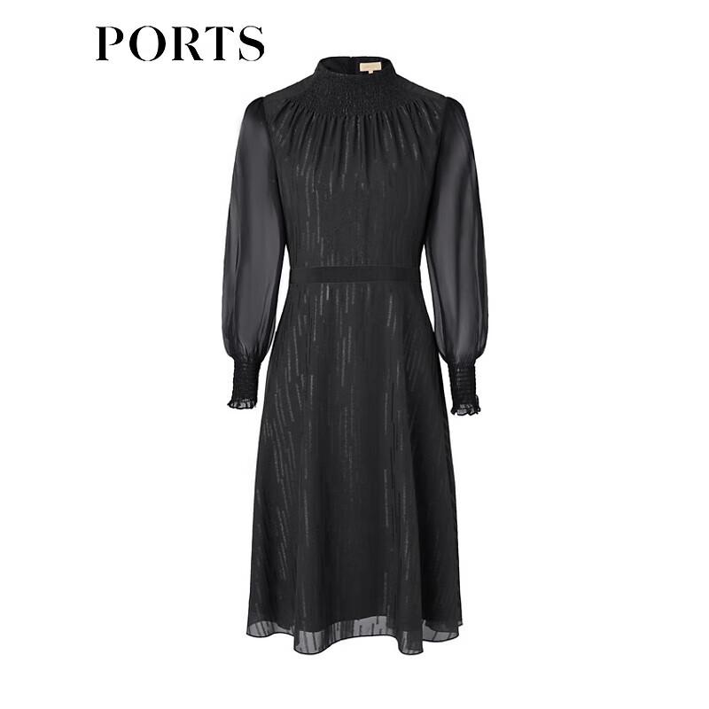 PORTS Spring Elegant Mesh Sleeve Cinch Waist Dress LM8D065MFP036