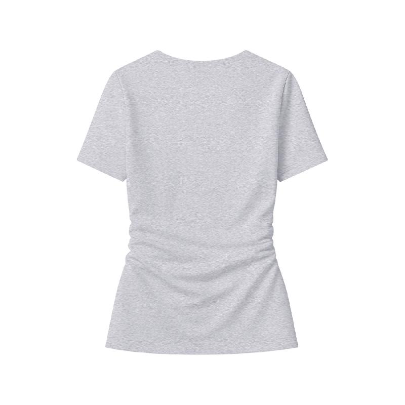 2026 New Women's Short-Sleeve Stretch V-Neck Slim Fit Casual Solid Color T-Shirt