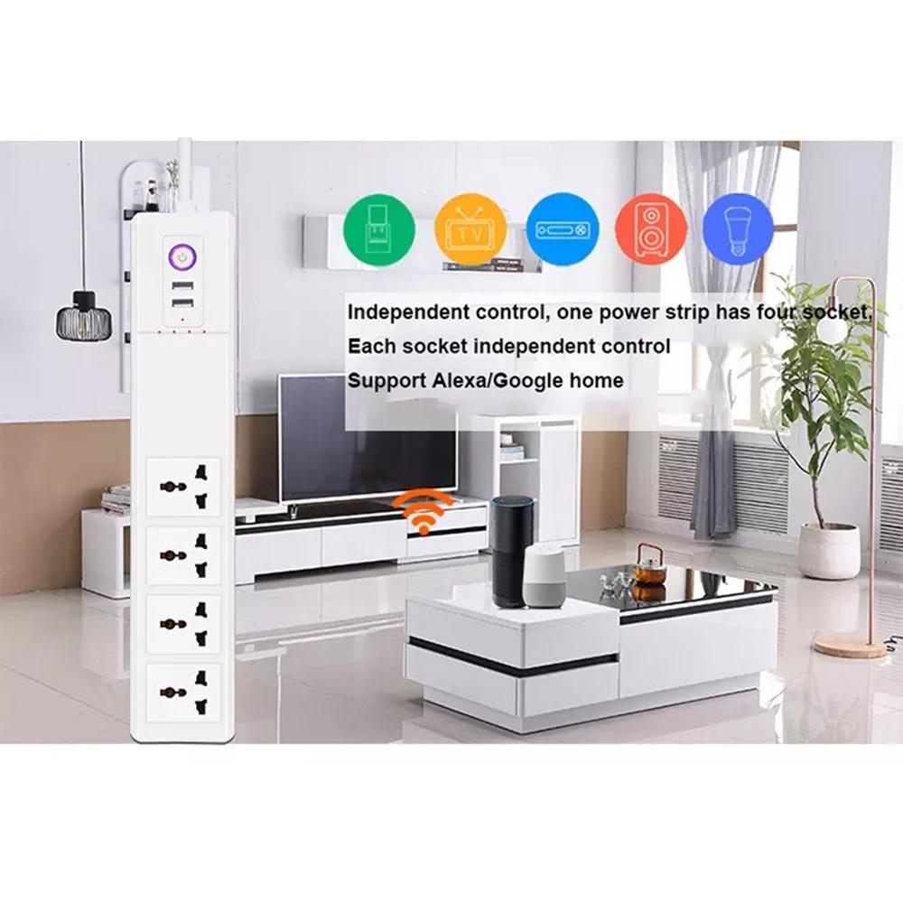 Universal Outlets Sockets Home Office Portable WiFi Smart Power Strip Dual USB Remote Control Surge Protector