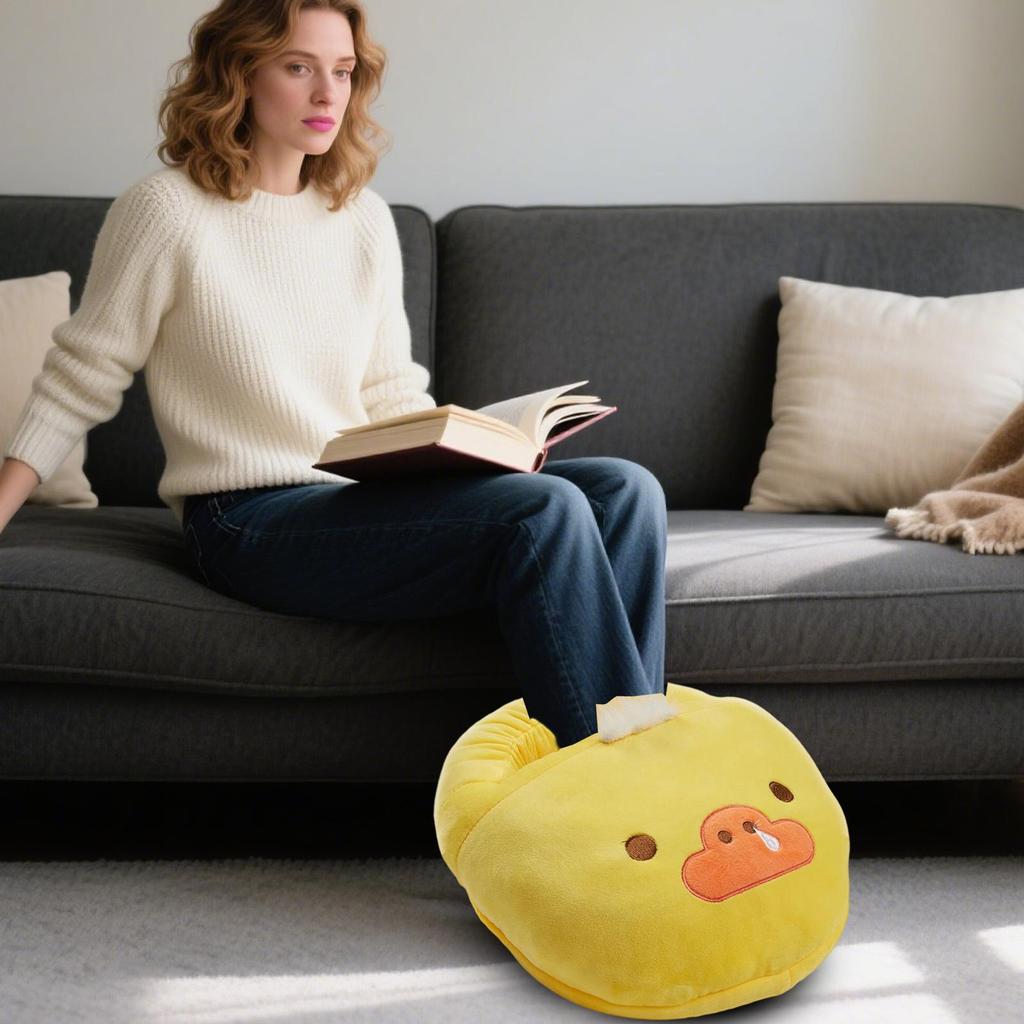 Electric Heated Foot Warmer Feet Heating Pad Heated Foot Warmers Soft Heater Cartoon Shoes For Home Under Desk Adults