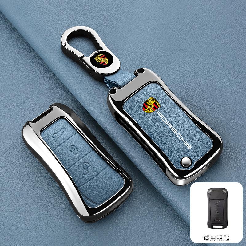 3 Buttons Zinc Alloy Leather Car Remote Key Case Cover Shell Accessory For Porsche Cayenne 955 957 911 997 Boxster 987 Sticker LG4