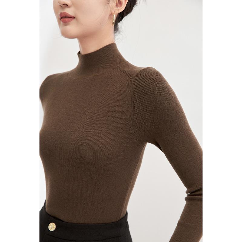 

Женский облегающий свитер из красной шерсти ангоры с высоким воротом One Size