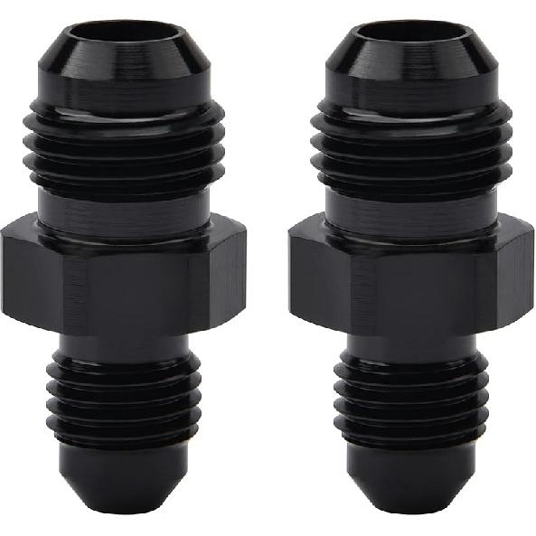 EVIL ENERGY 6AN Male to Male Flare Coupler Union Straight Fuel Hose Adapter Fitting Black 2PCS