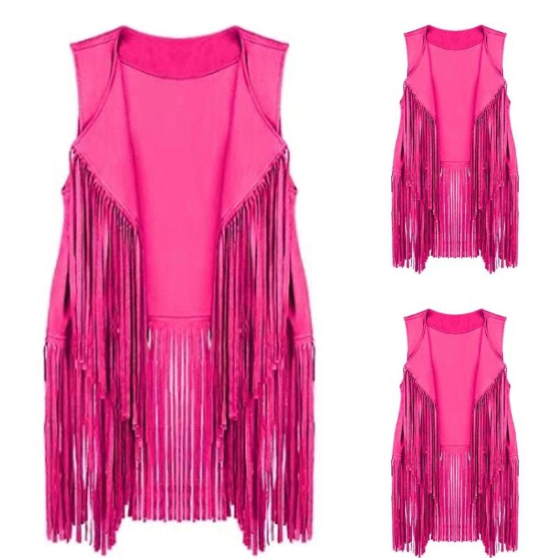 Spring and summer new sleeveless vest fringed jacket year retro style slim vest women s trend S