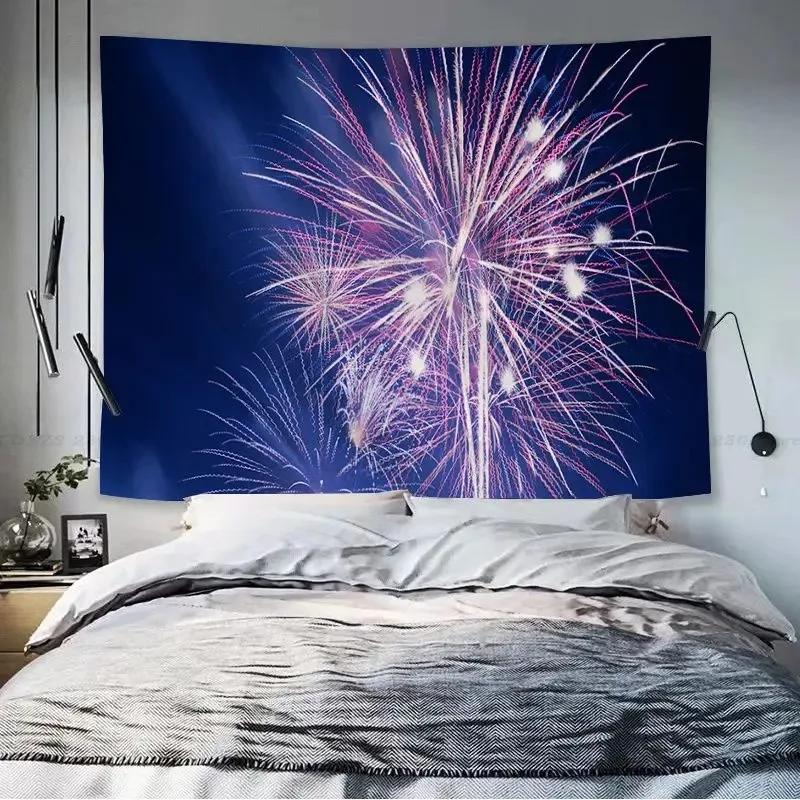 Dormitory Bedroom Tapestry Fireworks Cartoon Pattern Tapestry
