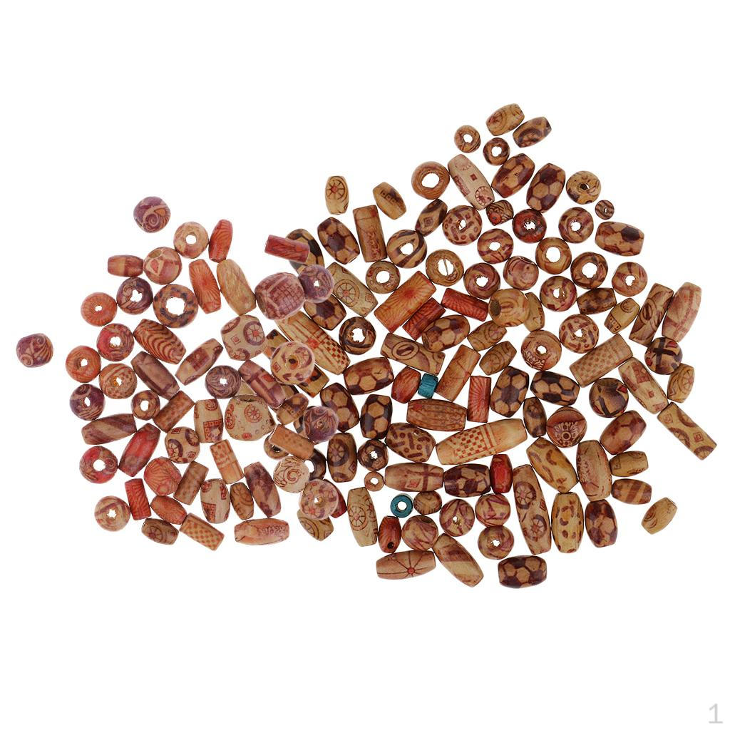 

Набор из 150 штук расписных бочкообразных деревянных бусин из смешанной древесины для изготовления украшений