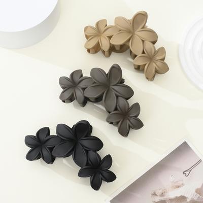 Pure Solid Color Matte Plastic Flower Large Hair Claw Clip Big Trendy Pastel Rectangular Resin Hair Clip Claw for Women Girls