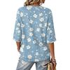 Women's V-Neck Print Lightweight Blouse for Spring and Summer