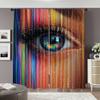 2pcs   Spring Summer Curtains Modern Color Eyelids and Eyelashes Semi-Sheer Curtains Durable 100% Polyester Fabric Home Decor for