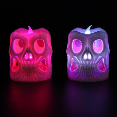 Halloween Skeleton Candle Light Decoration Supplies Night Light LED Seven-color Electronic Flashing Pumpkin Light