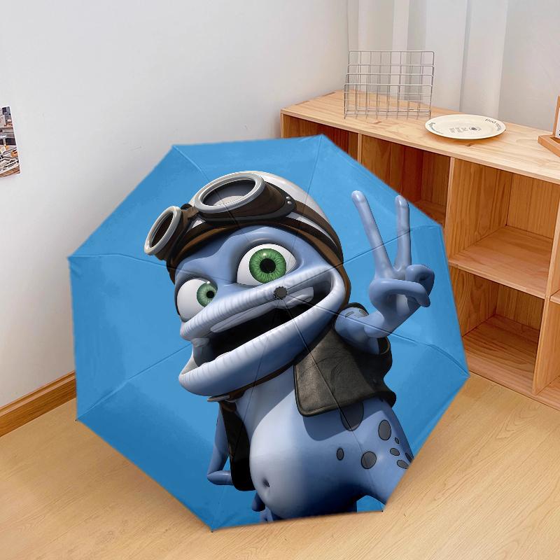 Crazy Frog, Automatic Folding Umbrella, Portable and Foldable Design, 8 Ribs, a Christmas or Birthday Gift.