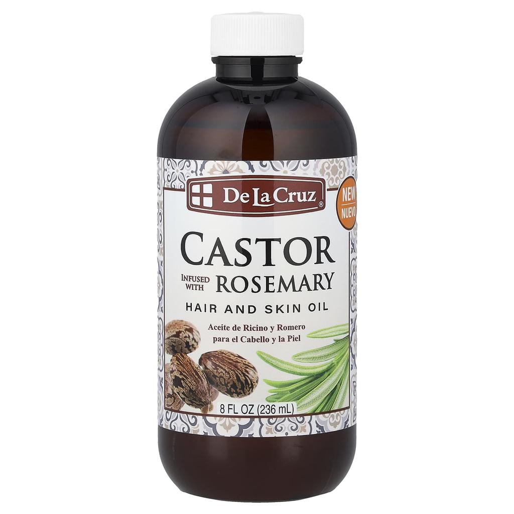 De La Cruz, Hair and Skin Oil, Castor with Rosemary, 8 fl oz (236 ml)