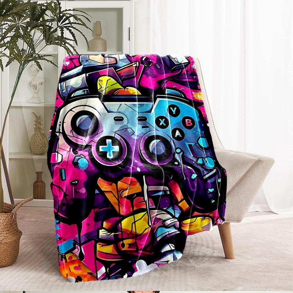Game Controller Theme Printed Blanket - Perfect for Couch, Bed, Travel & Outdoor Use | Machine Washable, Cozy & Durable.