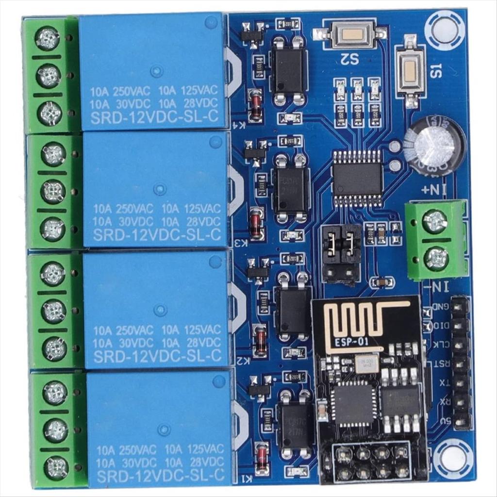 2025 New 4 Channel WiFi Wireless Relay Module Smart Home Phone APP Remote Switch Module ESP8266 (12V)