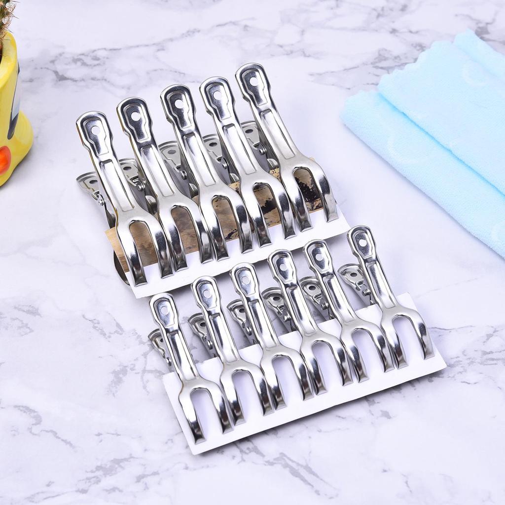 6Pcs Clothes Clips Stainless Steel Opening Clip Hanger Retainer Beach Towel Clips Keep Your Towel Clothes From Blowing Away Windproof Clip