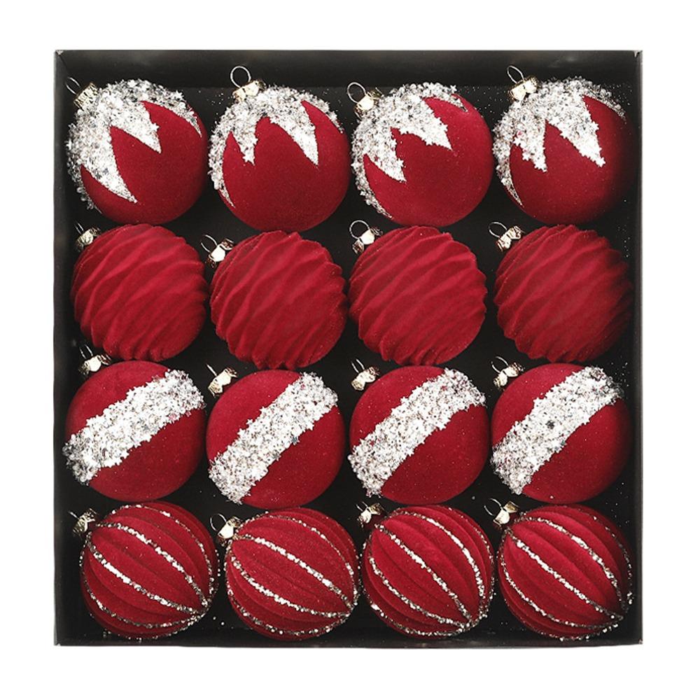 16Pcs Shiny Flocking Christmas Ball 6cm Christmas Tree Decoration  Festival Ornament