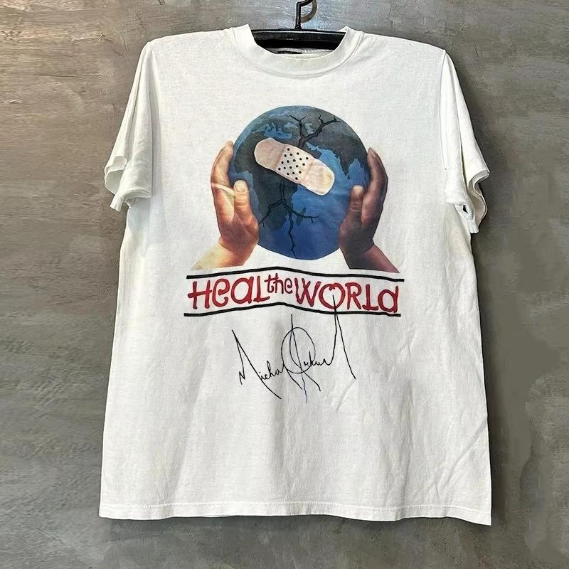 2026 Heal The World Michael Jackson Album Cover Unisex Short Sleeve Men's Women's Tshirts Tee Children's Adult Parent Child T Shirts