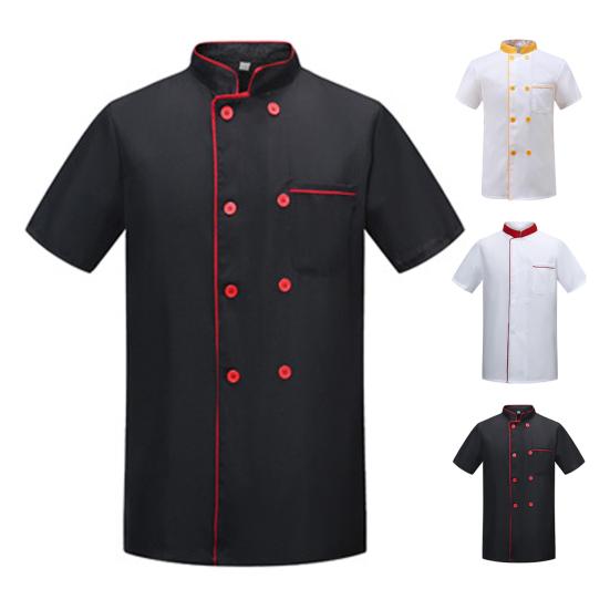 Chef-Oberteil, kontrastfarben, Stehkragen, Gastronomie, leicht zu waschen, Chef-Hemd, Arbeitskleidung