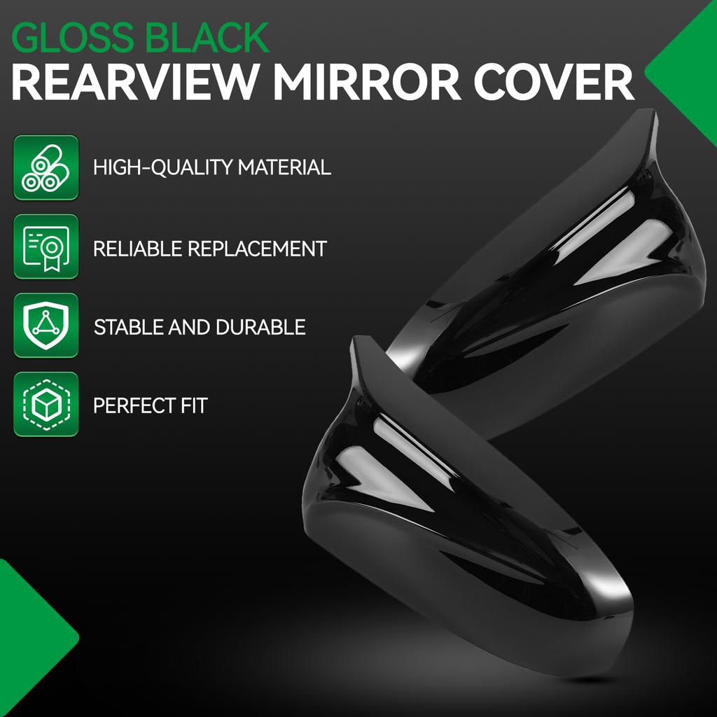 2x For BMW E70 X5 2007-2013 E71 X6 2008-2013 Gloss Black Side Wing Rearview Mirror Cover Cap Accessories 51162182697 51162182698
