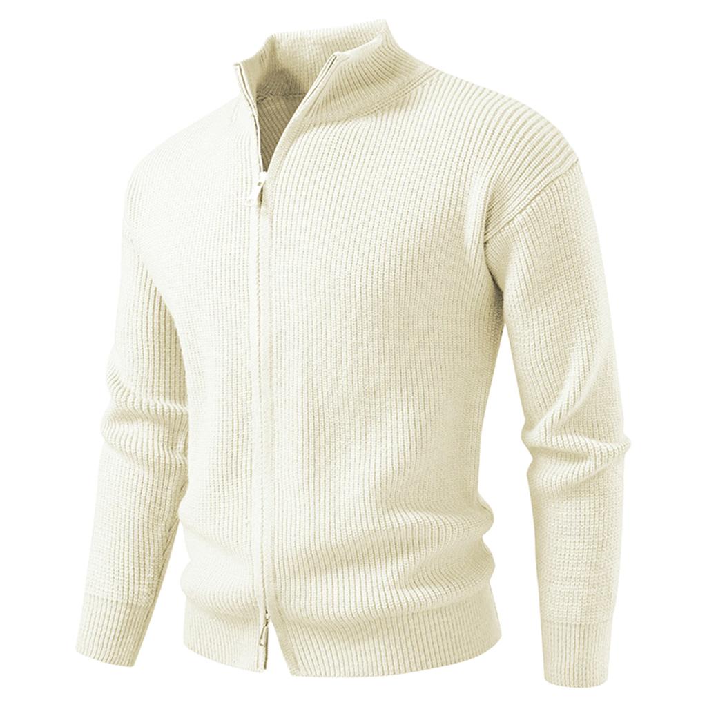 Men's Solid Color Casual Sports Knitted Cardigan Fashionable Double Head Zipper Sweater Cardigan Jacket