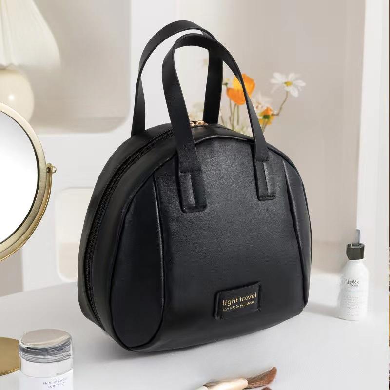 

Большая вместительная ПУ переносная косметичка с металлической молнией косметичка дорожная сумка для ухода за телом чёрный